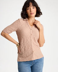 Textured Camp Tee Mocha Mousse - Chico's