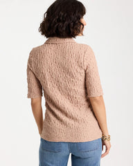 Textured Camp Tee Mocha Mousse - Chico's