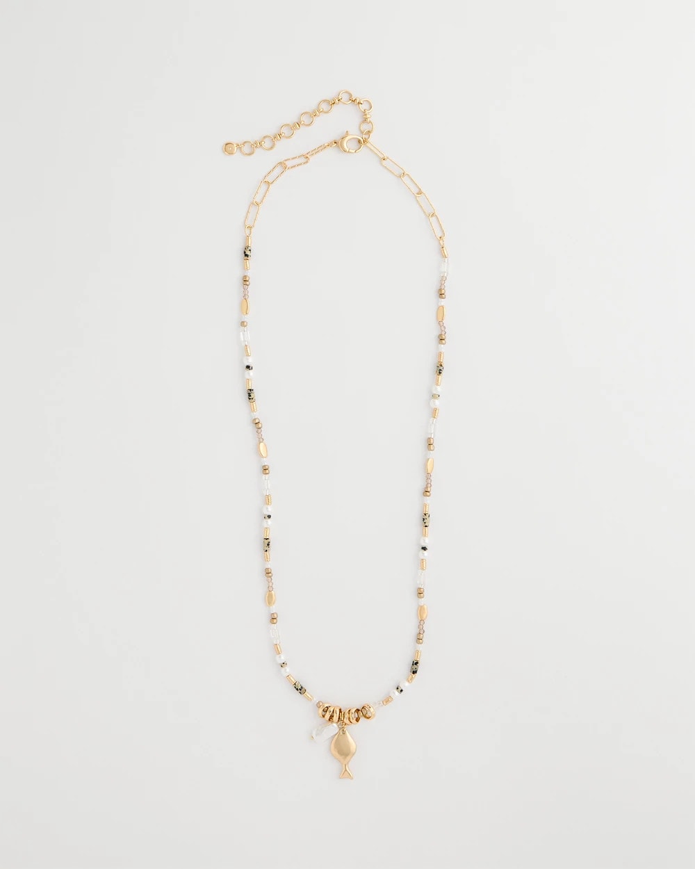 Coral Jade Stone Charm Necklace Neutral - Chico's