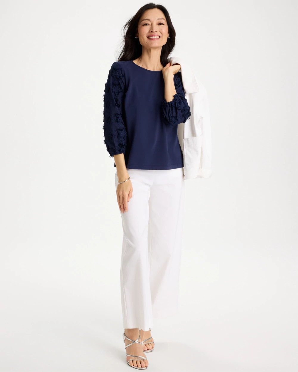 Star Cutout 3/4 Sleeved Tee Passport Blue - Chico's
