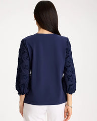 Star Cutout 3/4 Sleeved Tee Passport Blue - Chico's