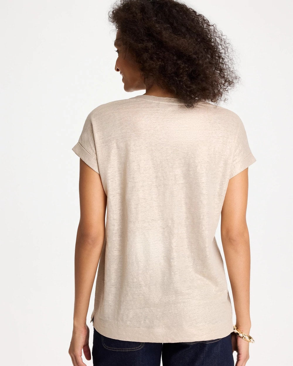 Foiled Linen Button Tunic Smokey Taupe - Chico's