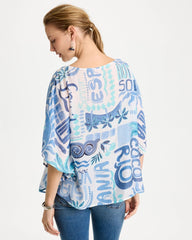 Island Printed Poncho Passport Blue - Chico's