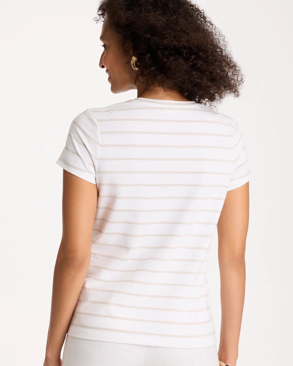 Cotton Stretch Striped Cap Sleeve Tee Alabaster - Chico's