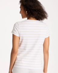 Cotton Stretch Striped Cap Sleeve Tee Alabaster - Chico's