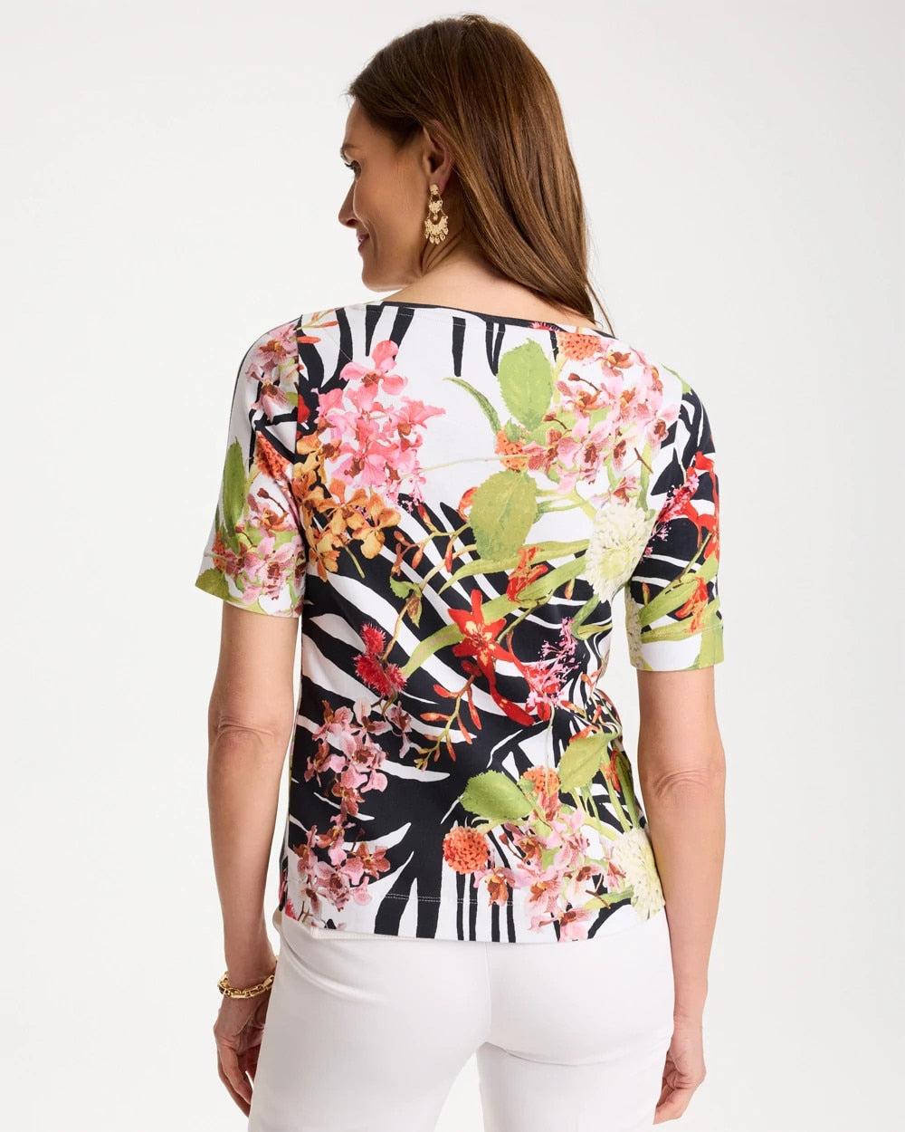 Pima Cotton Elbow-Sleeve Tee Black - Chico's