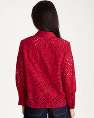 Eyelet Collared Shirt Cherry Lush - Chico's