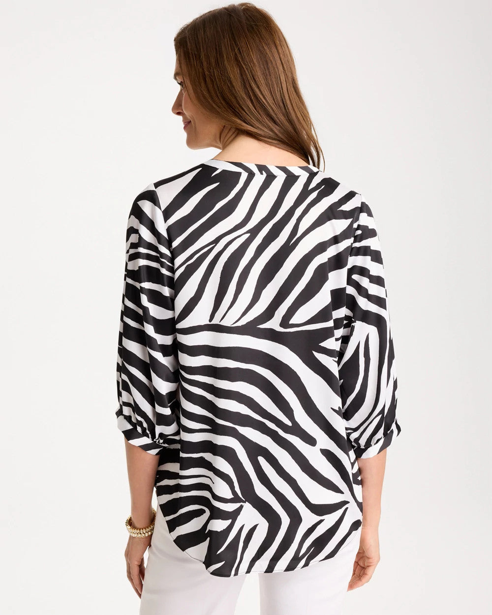Satin Animal Print Tie-Front Top Black - Chico's