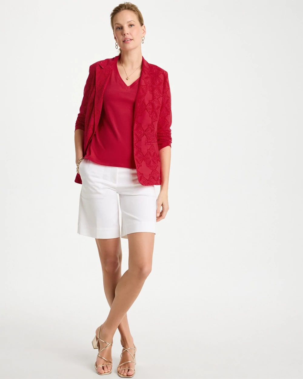 Cotton Stretch 3/4 Sleeve Tee Cherry Lush - Chico's