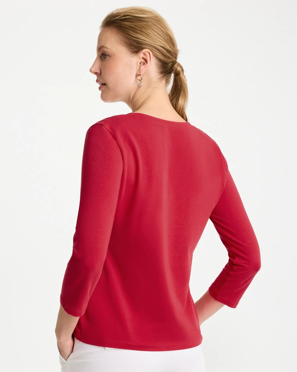 Cotton Stretch 3/4 Sleeve Tee Cherry Lush - Chico's
