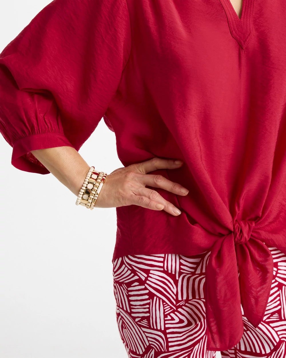 Tie-Front Top Cherry Lush - Chico's
