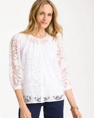 Lace Burnout Blouse Alabaster - Chico's