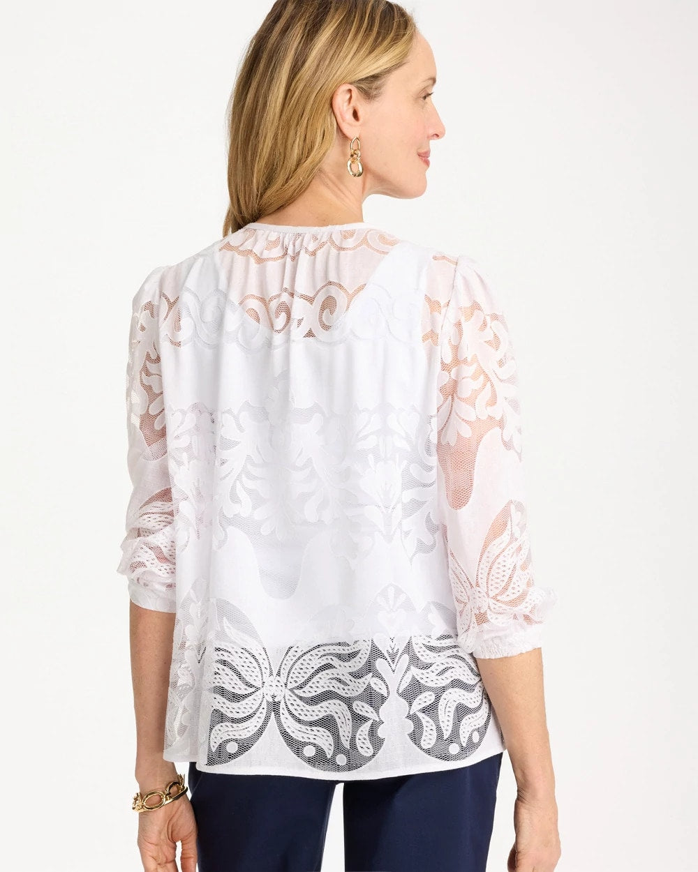 Lace Burnout Blouse Alabaster - Chico's