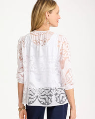 Lace Burnout Blouse Alabaster - Chico's