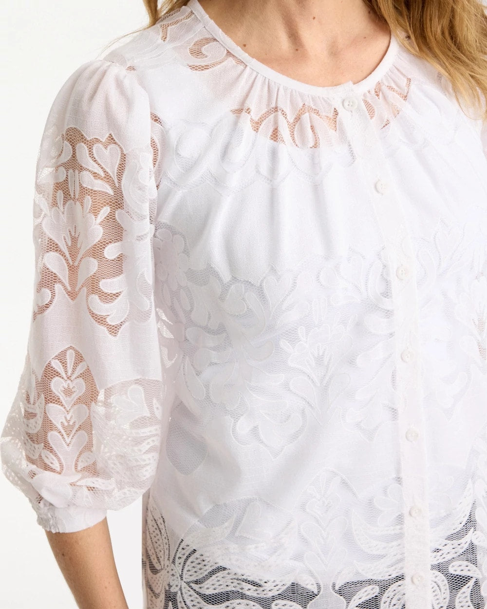 Lace Burnout Blouse Alabaster - Chico's