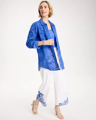 Embroidered Trapunto-Trim Tunic Amparo Blue - Chico's