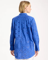 Embroidered Trapunto-Trim Tunic Amparo Blue - Chico's