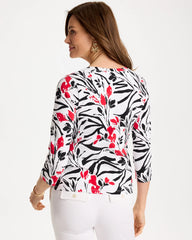 Cotton Stretch 3/4 Sleeve Floral Tee Black - Chico's
