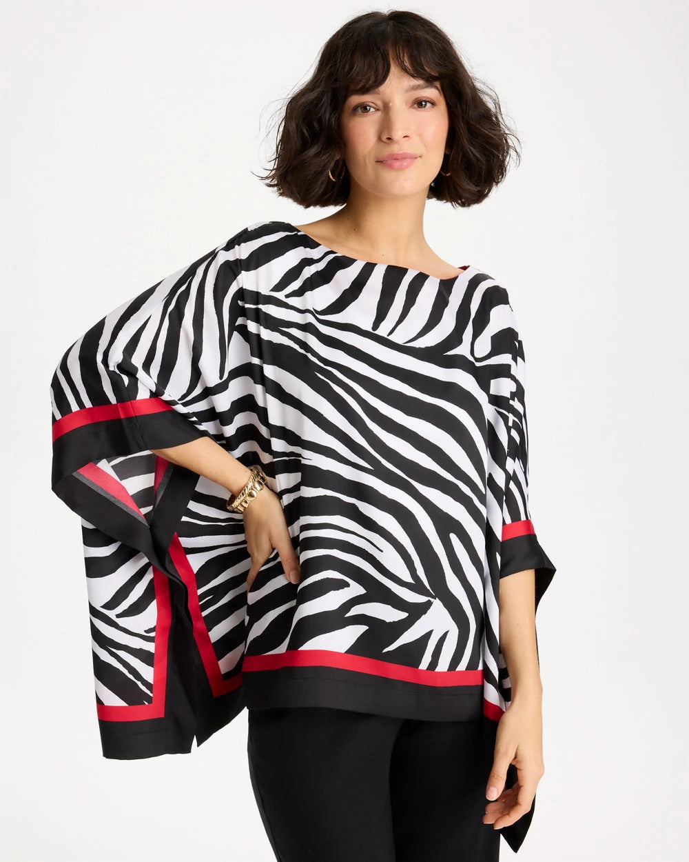 Woven Animal Print Poncho Black - Chico's
