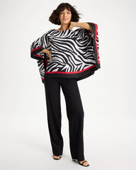 Woven Animal Print Poncho Black - Chico's