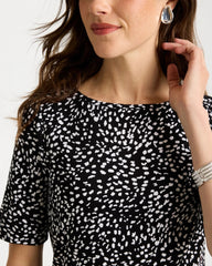 Printed Pima Elbow Sleeve Tee Black - Chico's
