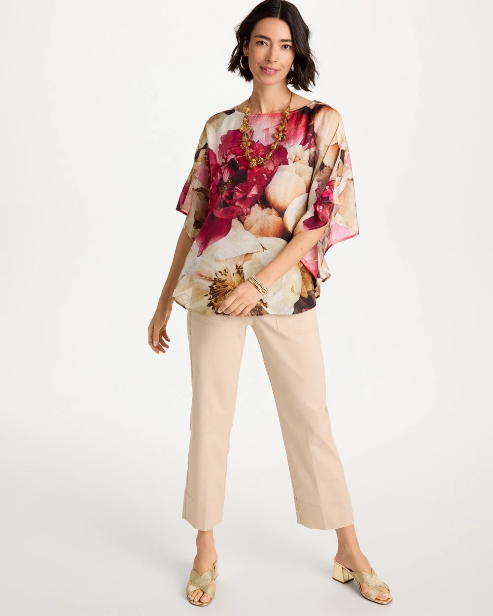 Boatneck Printed Poncho Ecru - Chico's
