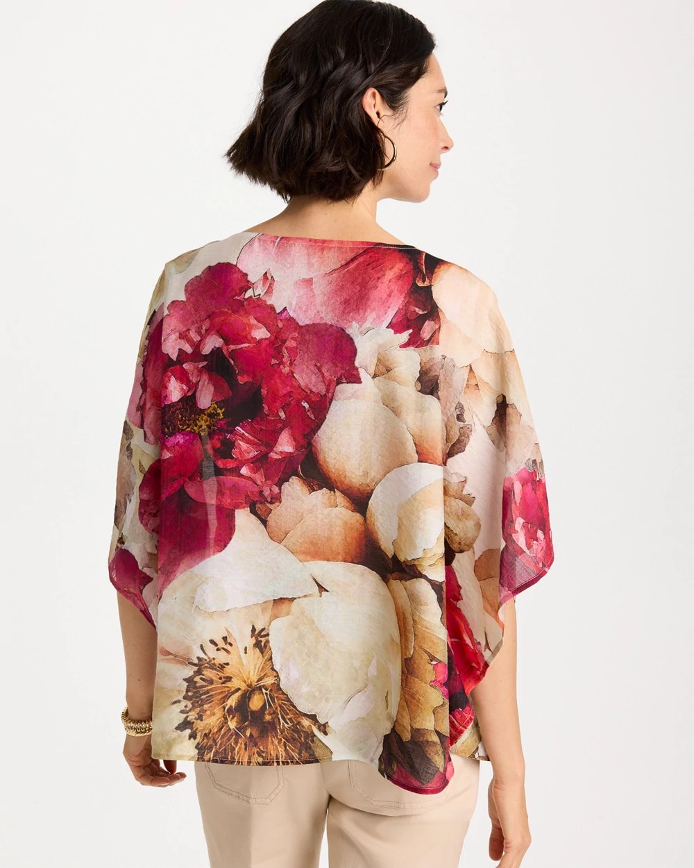 Boatneck Printed Poncho Ecru - Chico's