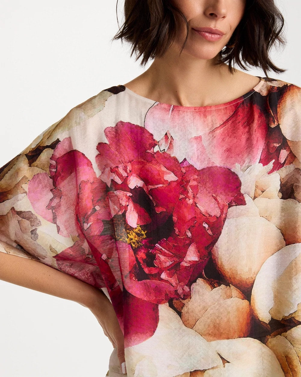 Boatneck Printed Poncho Ecru - Chico's