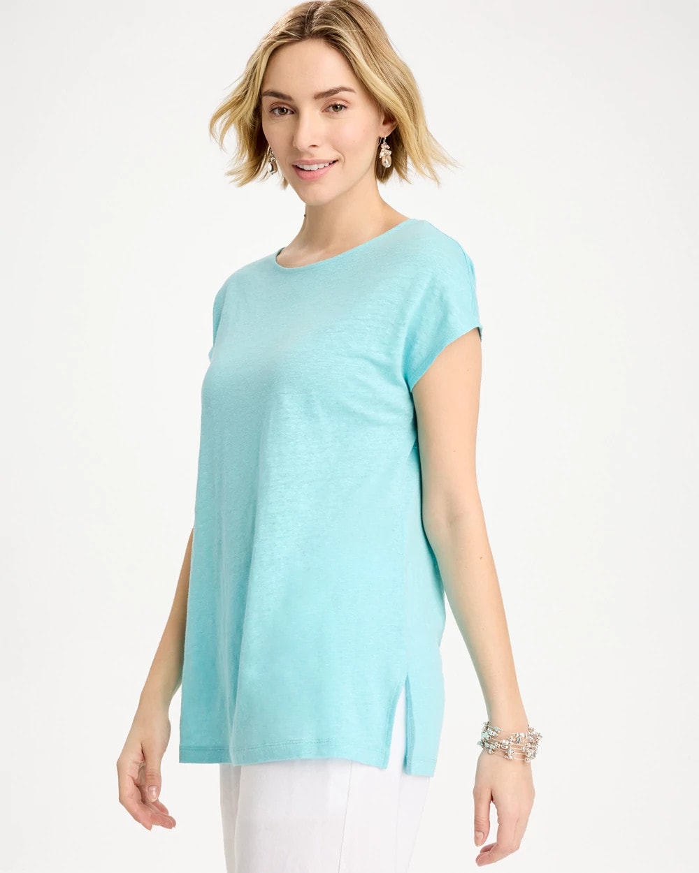 Linen Dolman Tee Bondi Blue - Chico's