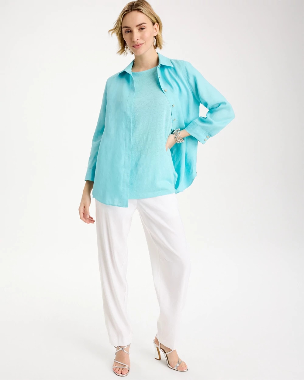 Linen Dolman Tee Bondi Blue - Chico's