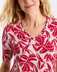 Printed Cotton Slub V-Neck Tee Cherry Lush - Chico's