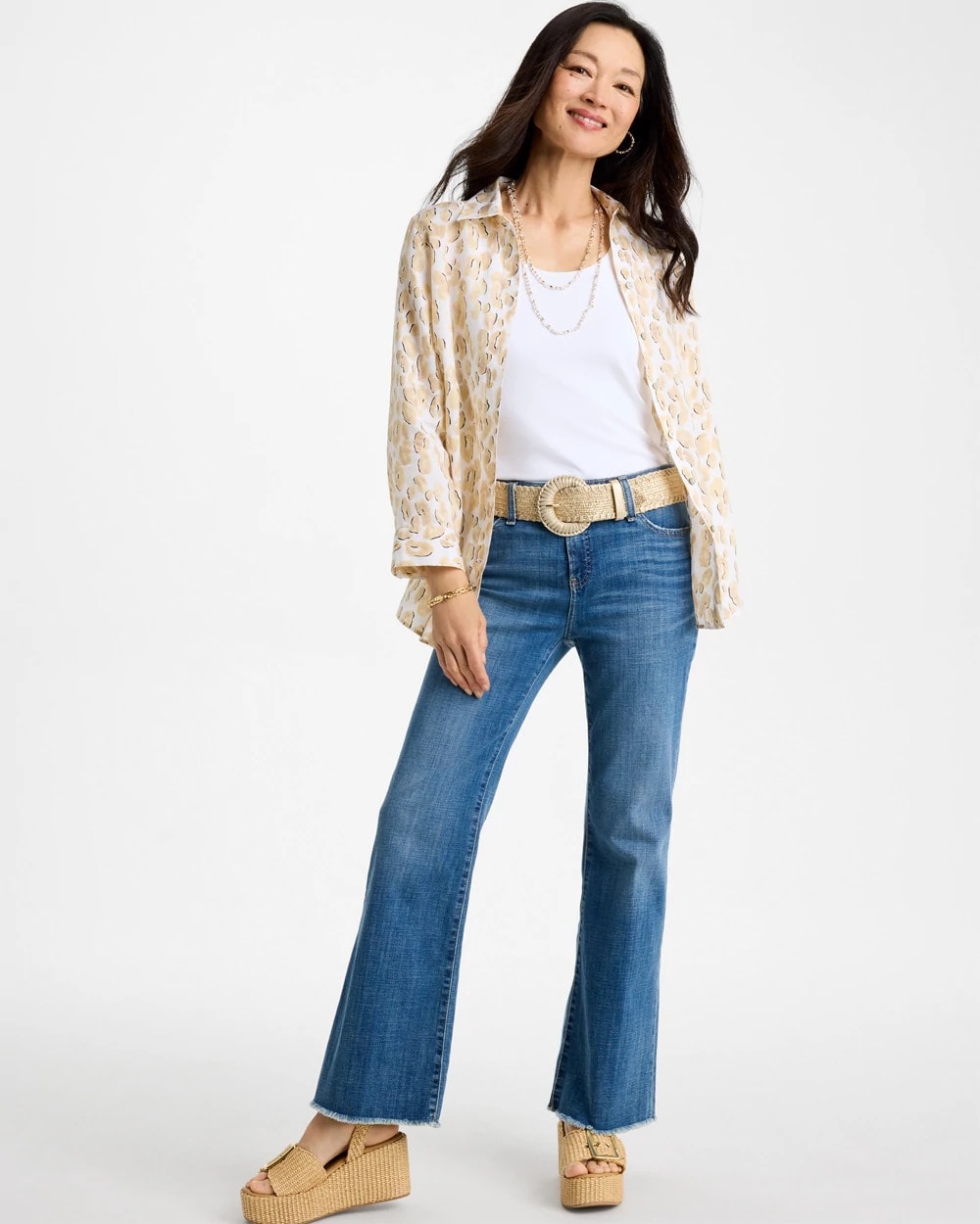 No Iron™ Linen Animal Print Shirt Mocha Mousse - Chico's