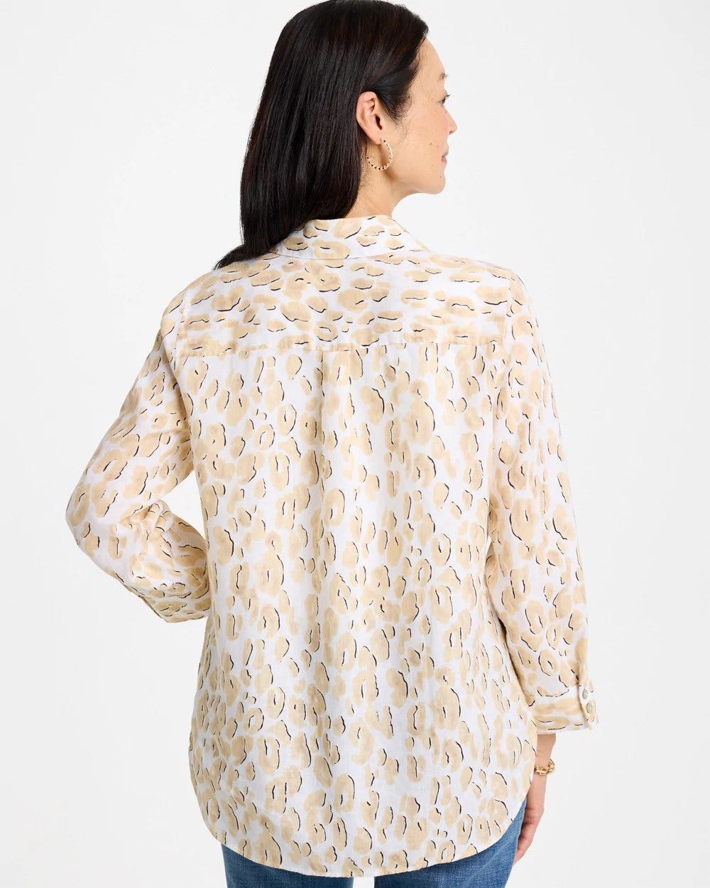 No Iron™ Linen Animal Print Shirt Mocha Mousse - Chico's