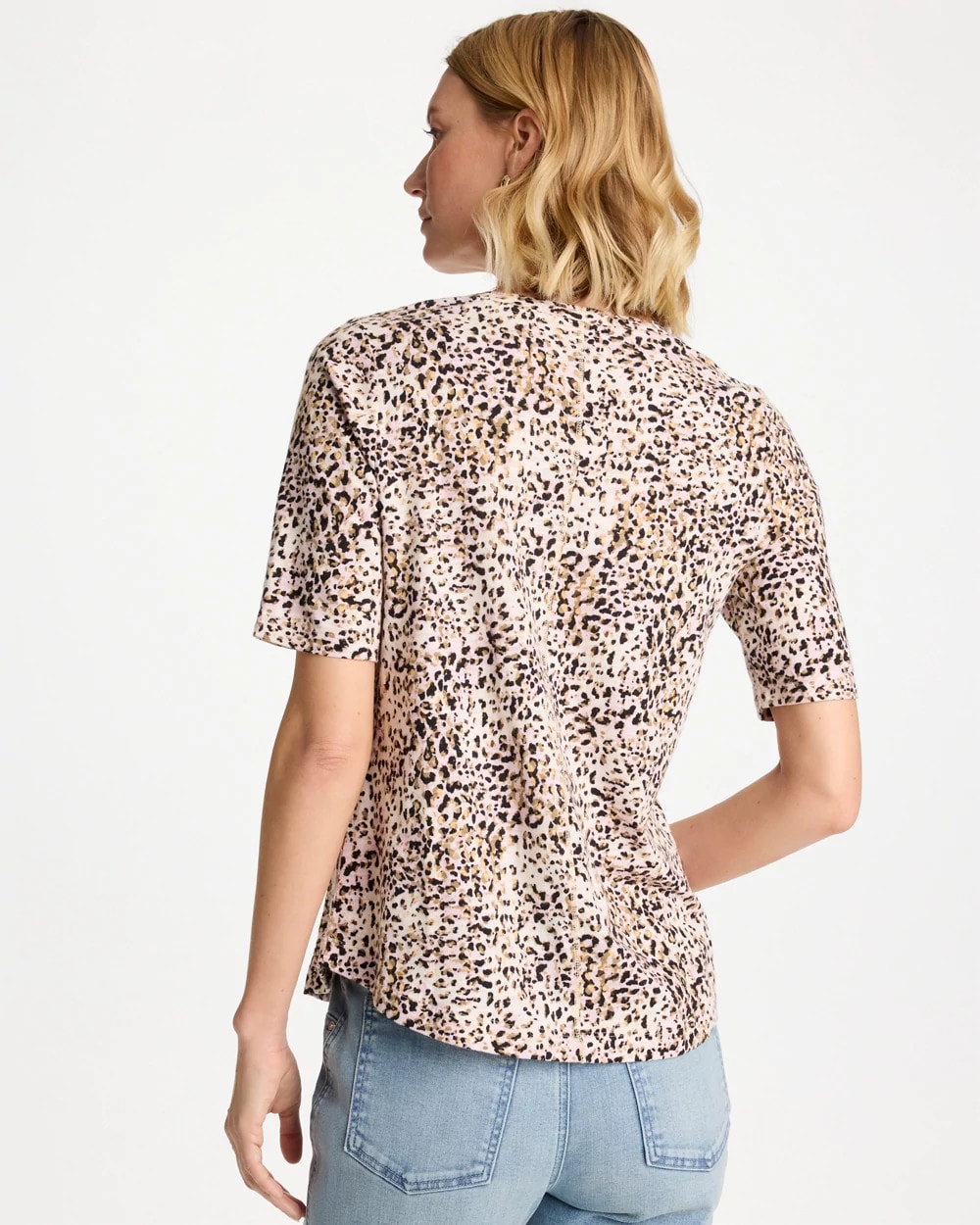 Printed Cotton Slub V-Neck Tee Cattail Brown - Chico's