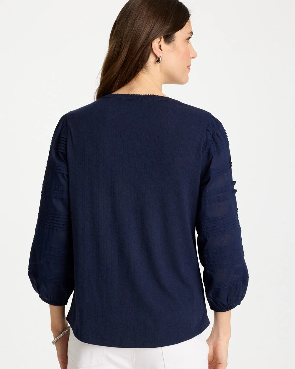 Pintuck Puff Sleeve Tee Passport Blue - Chico's
