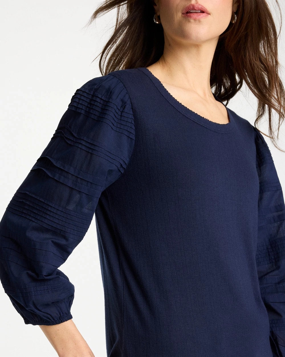 Pintuck Puff Sleeve Tee Passport Blue - Chico's