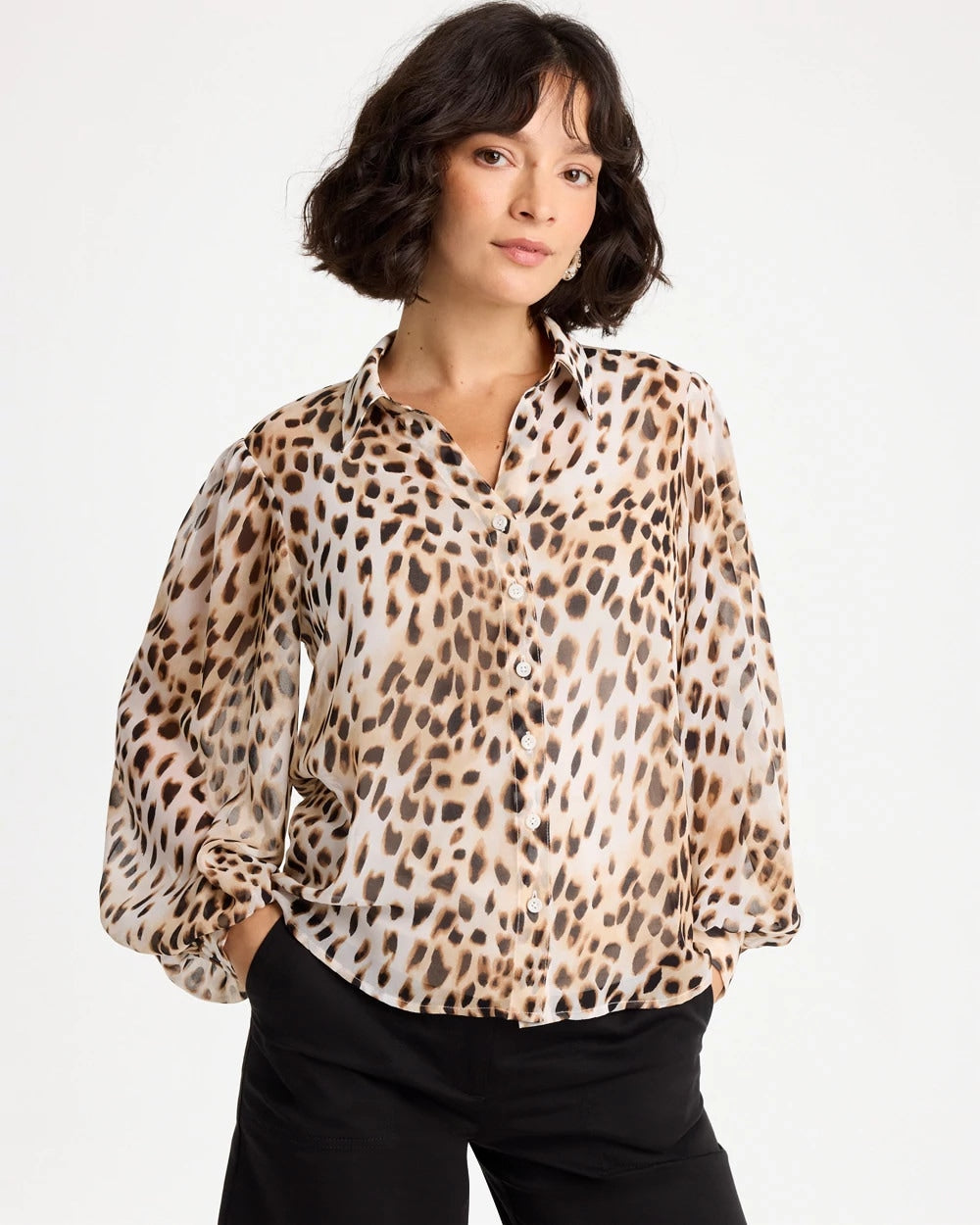 Georgette Animal Print Blouse Black - Chico's