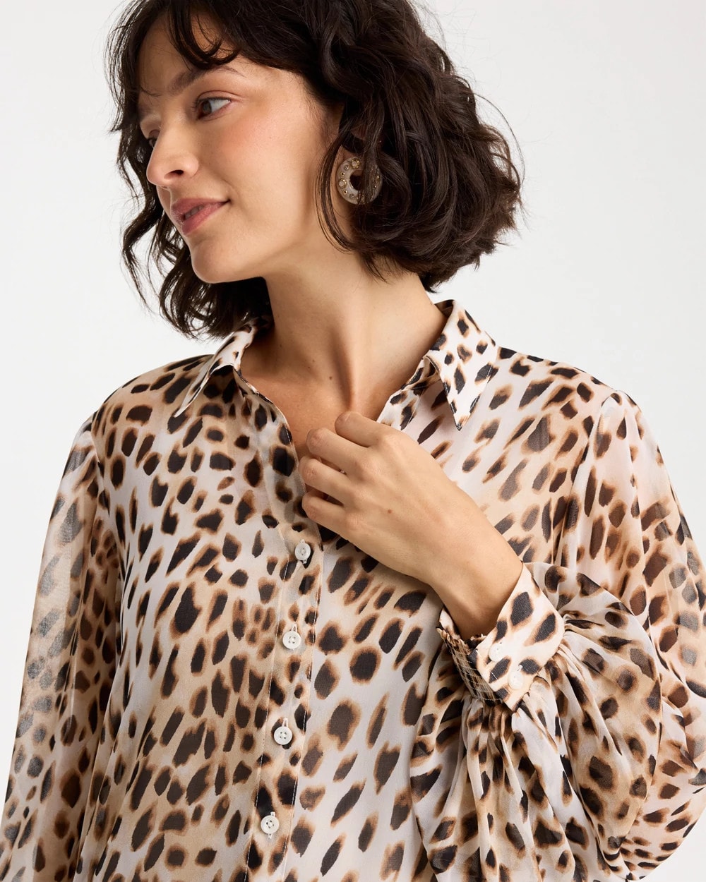 Georgette Animal Print Blouse Black - Chico's