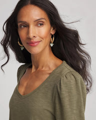 Slub Puff-Sleeve Tee Nettle Leaf - Chico's