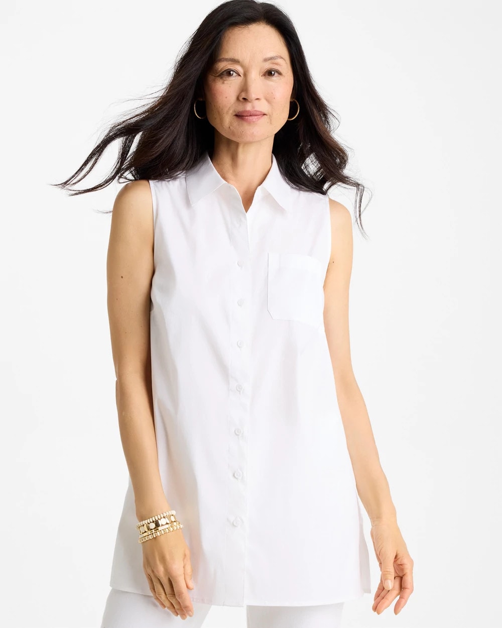 Poplin Cotton Collared Tunic Alabaster - Chico's