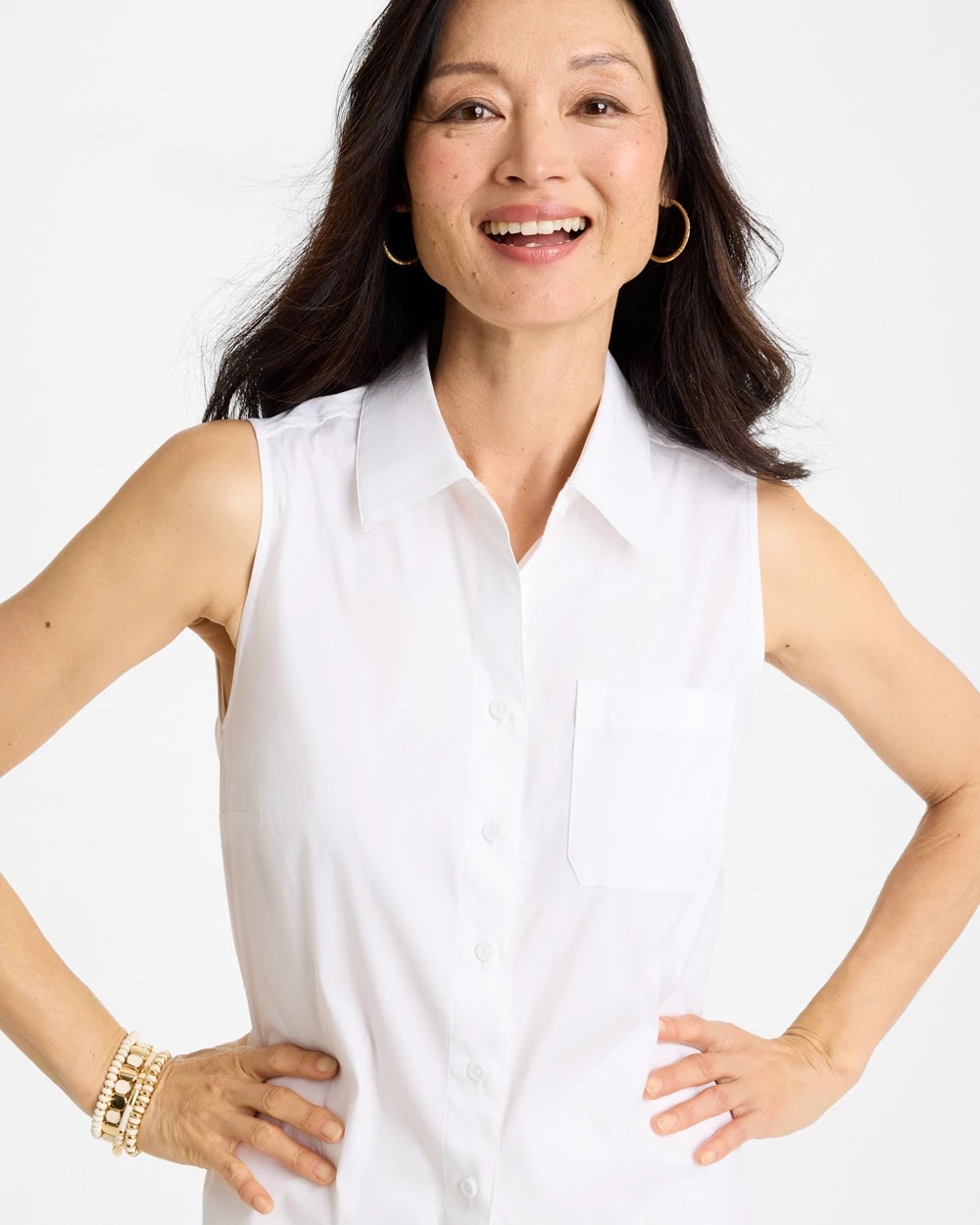 Poplin Cotton Collared Tunic Alabaster - Chico's