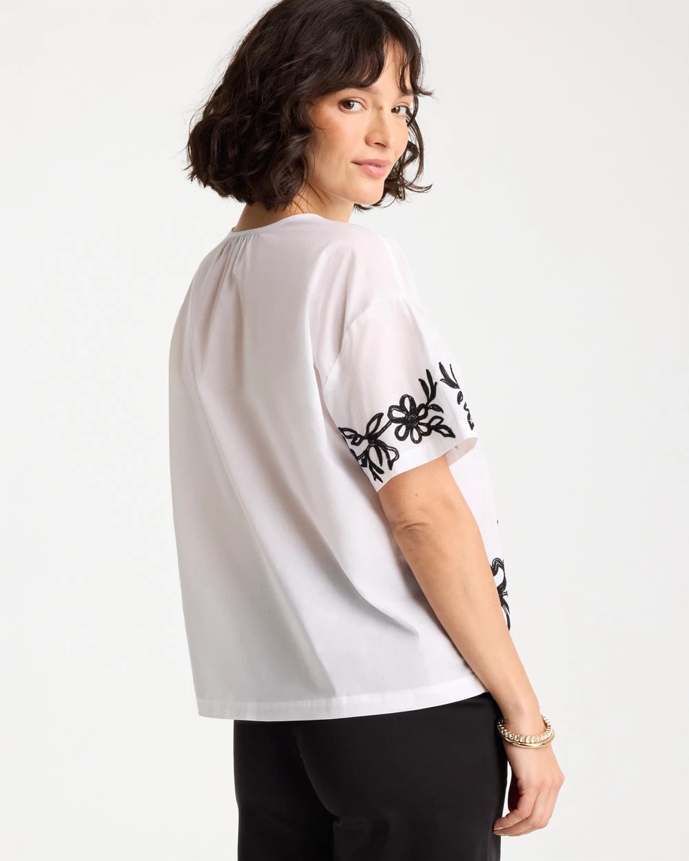 Cotton Voile Applique Blouse Alabaster - Chico's