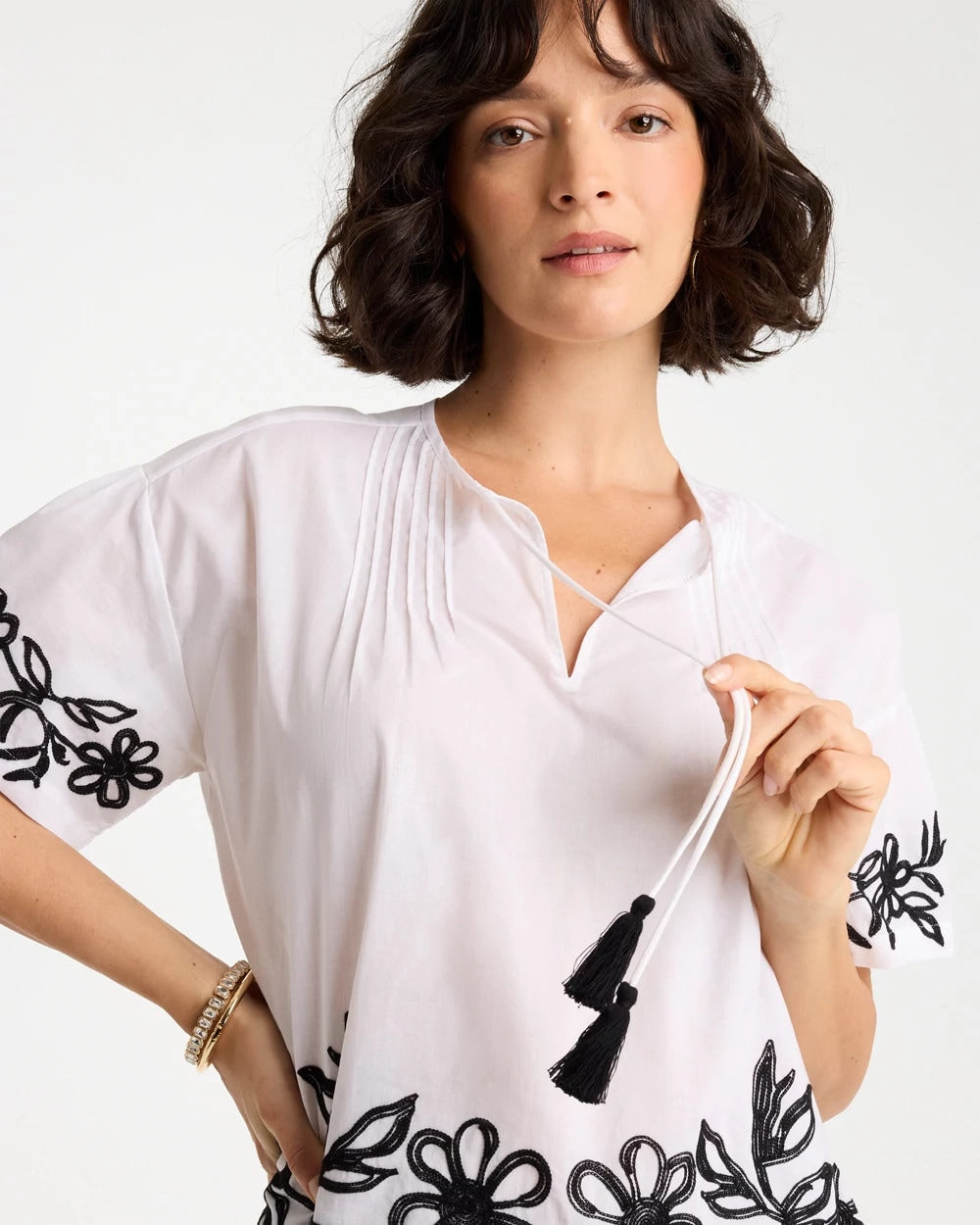 Cotton Voile Applique Blouse Alabaster - Chico's