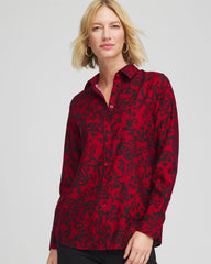 No Iron™ Vinstra Scrolls Shirt Carmine Red - Chico's