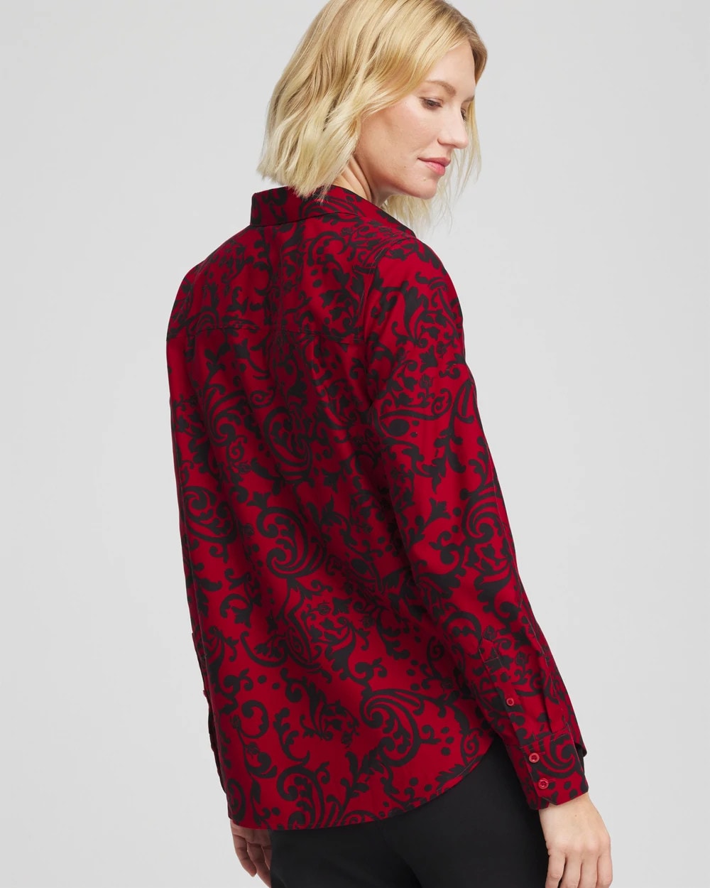 No Iron™ Vinstra Scrolls Shirt Carmine Red - Chico's