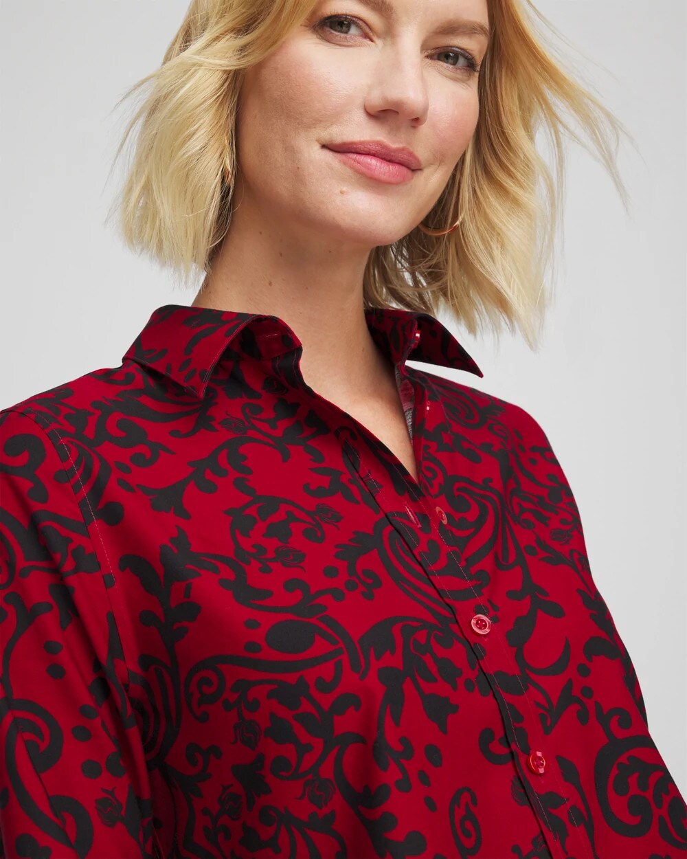 No Iron™ Vinstra Scrolls Shirt Carmine Red - Chico's