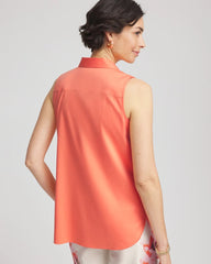 No Iron™ Sleeveless Sateen-Stretch Shirt Sunset Peach - Chico's