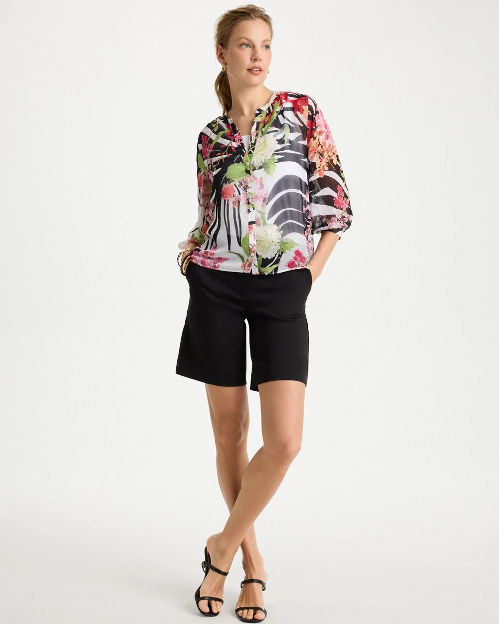 Georgette Lightweight Printed Blouse Cherry Lush - Chico's