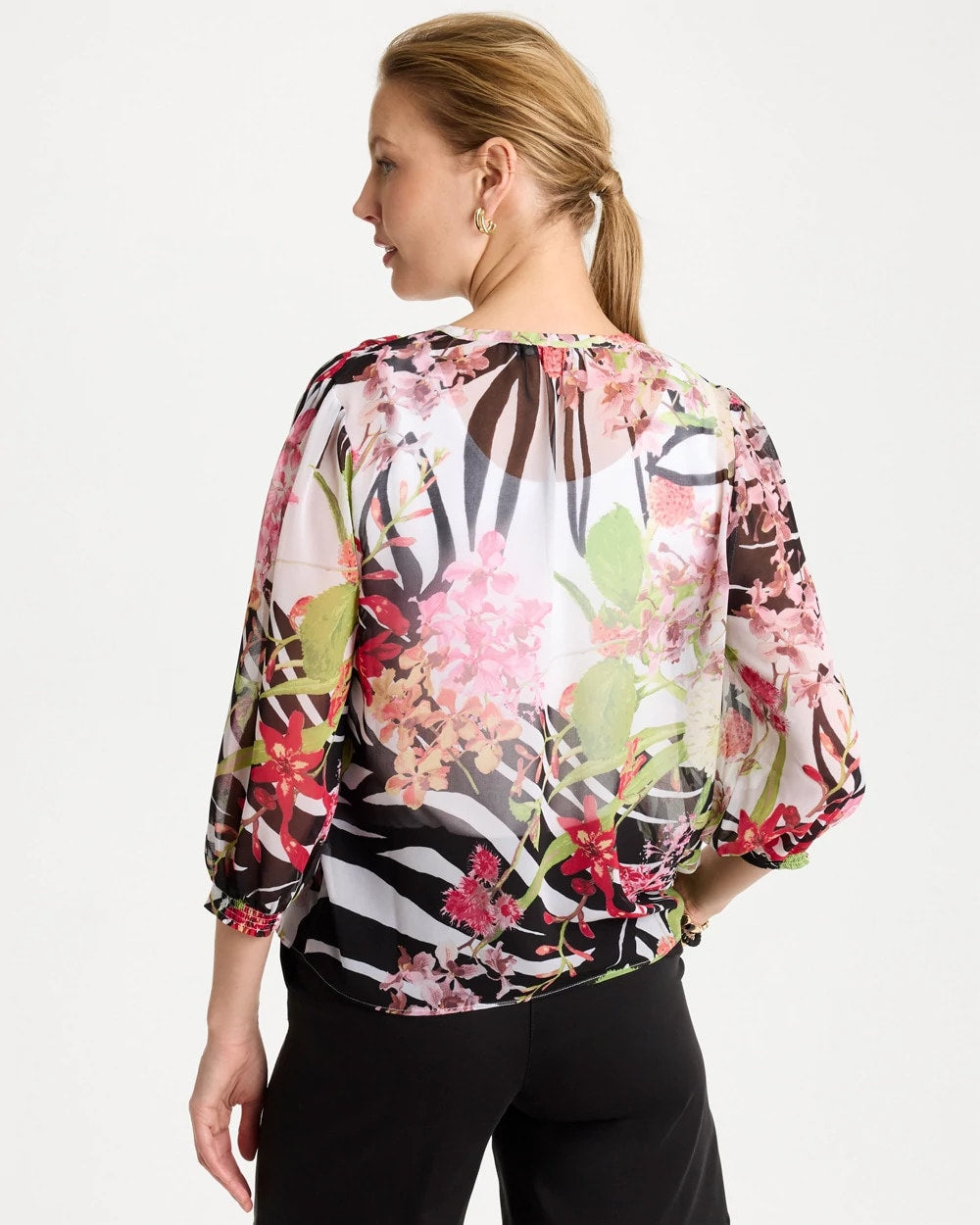 Georgette Lightweight Printed Blouse Cherry Lush - Chico's
