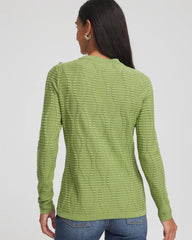Button Shoulder Crewneck Pullover Green Fig - Chico's